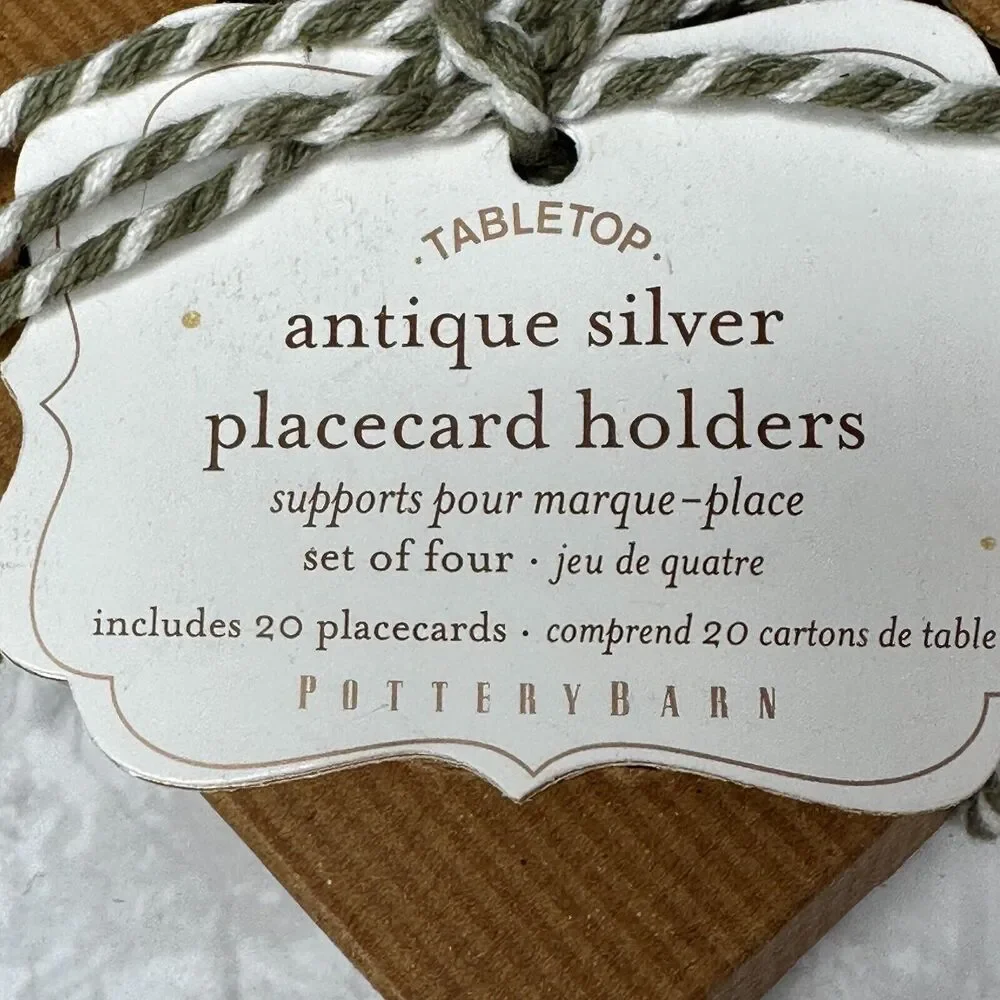 Pottery Barn Antique look Silver placecard holders